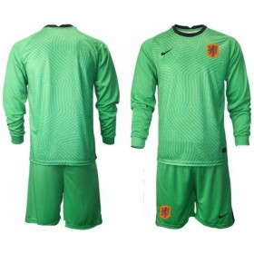 Billige Fotballdrakter Nederland Keeper Barn Bortedraktsett EM 2020 Langermet